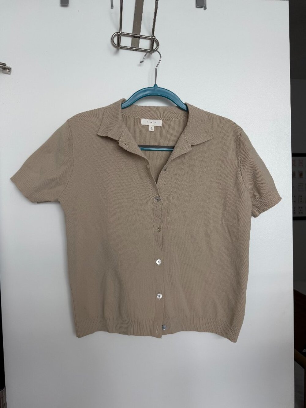 Tan Button up Sweater Shirt | Size Small